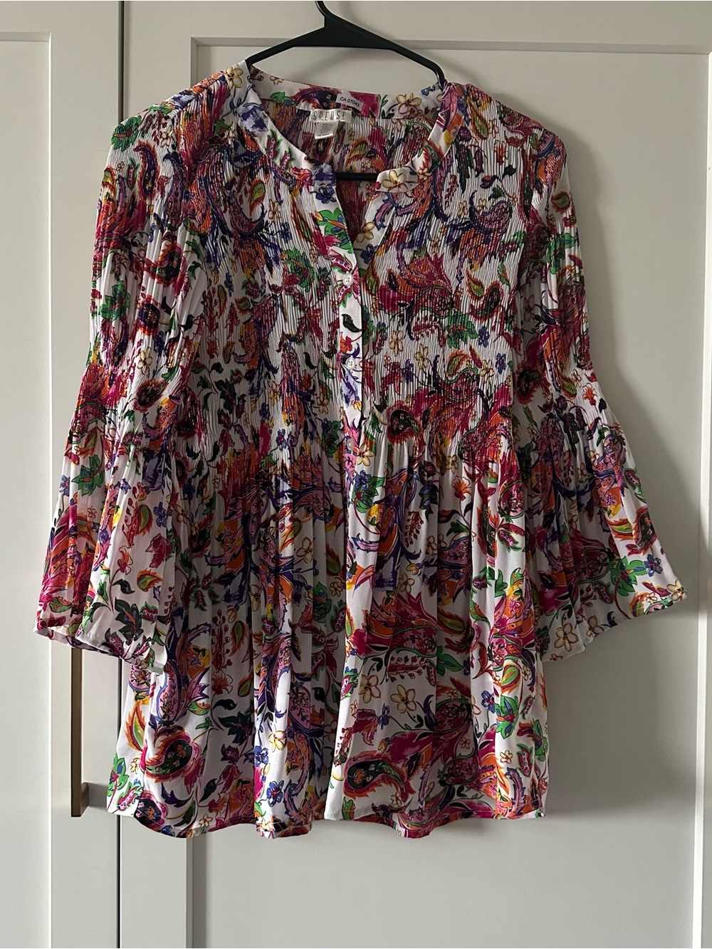 Spense Multicolor Paisley Blouse — Pink, Purple & Orange